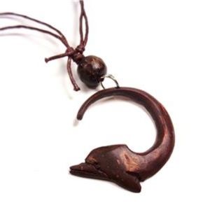 NAUTICAL SWIMMING HAWAIIAN DOLPHIN WOOD NECKLACE
